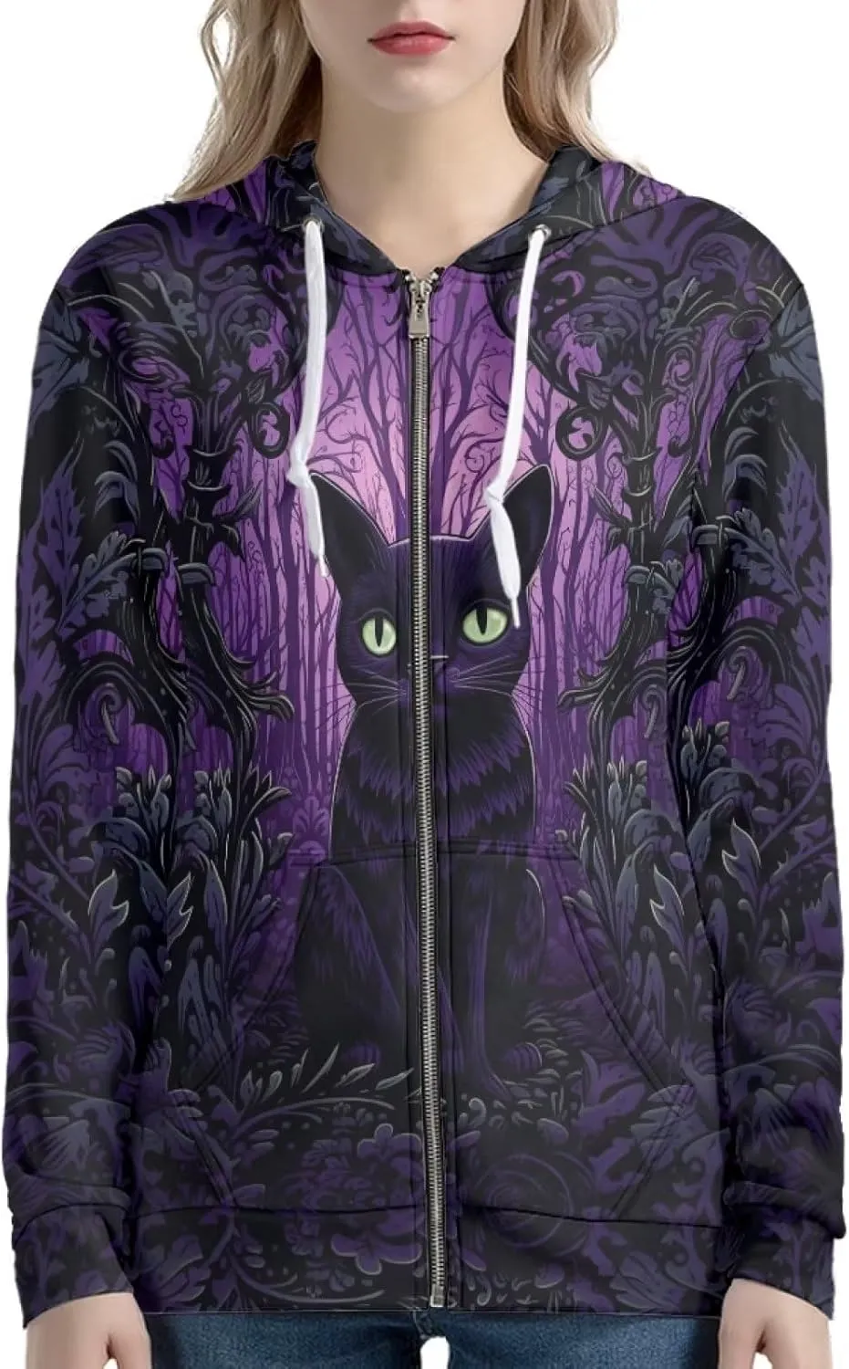 Zip Up Hoodie for Women Lightweight Fall Jacket Streetwear Oversized Hooded Sweatshirts for Teen Girls