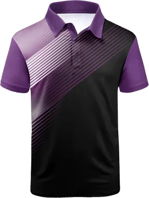 ZITY Mens Golf Shirt Short Sleeve Sport Moisture Wicking Performance Print Golf Polo Shirts for Men Collared Casual T-Shirt