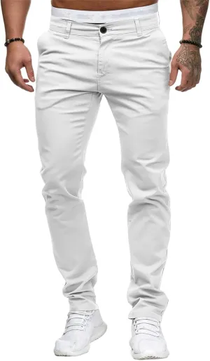 ZWRXW Men's Pants Slim Fit Casual Stretch Sweatpants Flat-Front Skinny Dress Comfy Chino Long Pant with Pockets