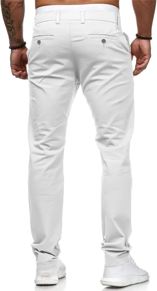 ZWRXW Men's Pants Slim Fit Casual Stretch Sweatpants Flat-Front Skinny Dress Comfy Chino Long Pant with Pockets
