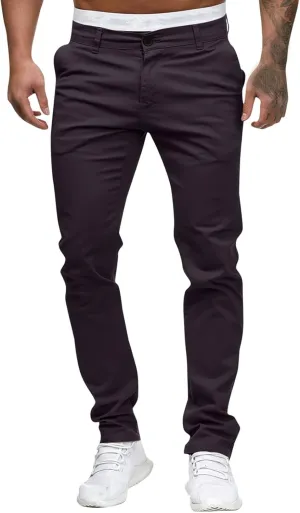 ZYXTIM Men's Slim-Fit Wrinkle-Resistant Flat-Front Button Casual Tapered Chino Pant Athletic Jogger Golf Cargo Work Pants